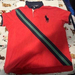 Vintage 90s Polo Ralph Lauren polo t-shirt Rare Retro Hype size Xxl color red